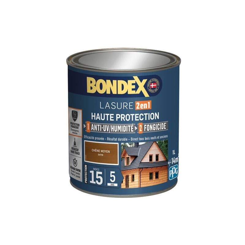 Bondex - lasure 2en1 ind 15 5ans chêne moyen 1l