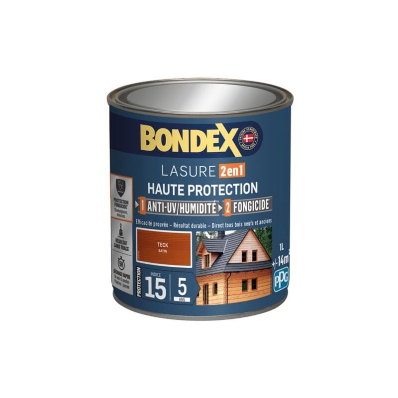 Lasure 2en1 ind 15 5 ans 1l teck - Bondex