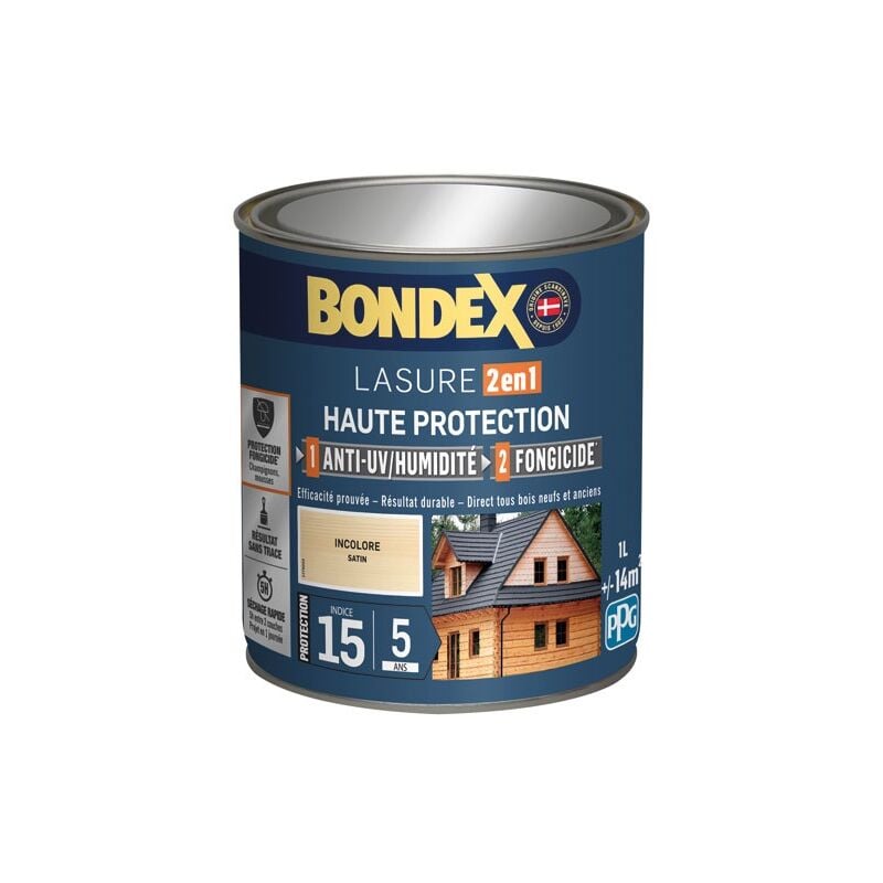 Bondex - lasure 2en1 ind 15 5 ans 1l incolore