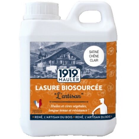Lasure biosourcée protection extrême UV & intempéries - 1L Satiné Chêne Foncé - Air Intérieur A+ - L'Artisan 1919 by Mauler