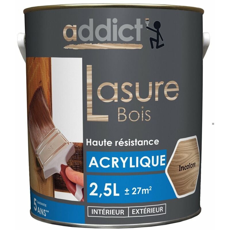 Addict - Lasure bois acrylique 2.5 litres chene clair
