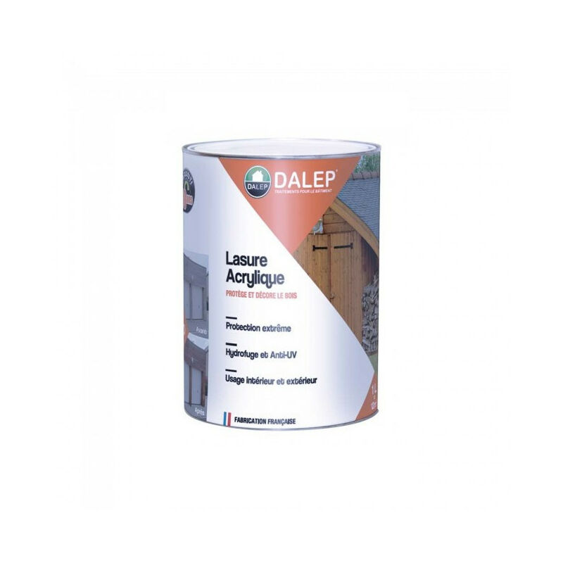 Lasure acrylique bois Dalep pot de 1L chêne foncé protection extrême aspect mat et sans odeur