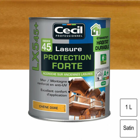 Lasure Cecil Professionnel Protection Forte Indice 45 LX545+ acrylique 1L - plusieurs modèles disponibles