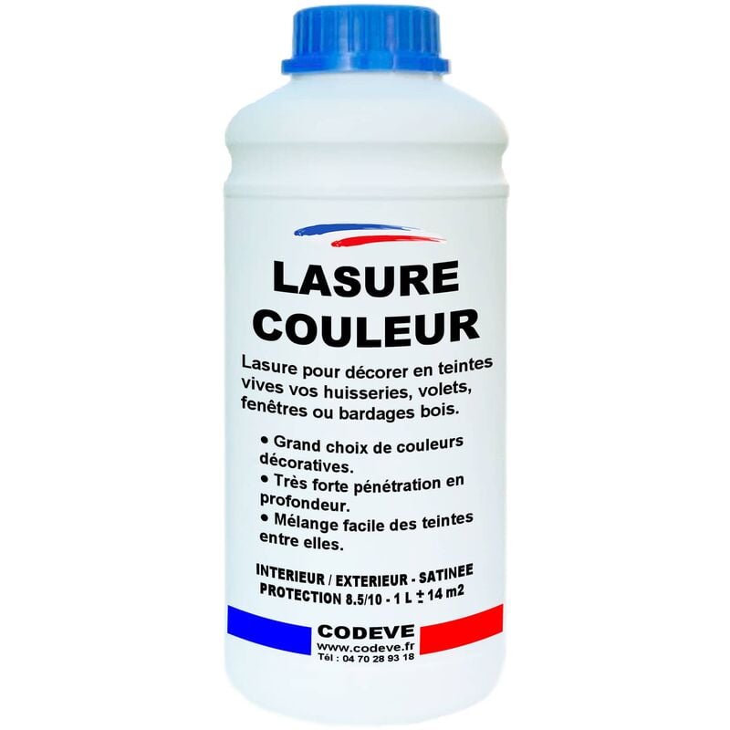 Lasure Bois Couleur - 1 l - Codeve Bois - Gris - Pour La Protection En Couleurs Déco De Votre Bois Neuf Ou Ancien.