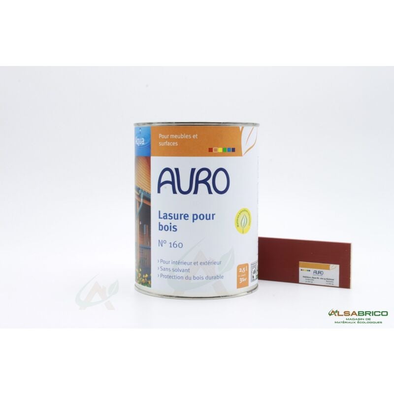 Auro - Lasure pour bois n°160 Rouge Perse - Pot de 2.5L