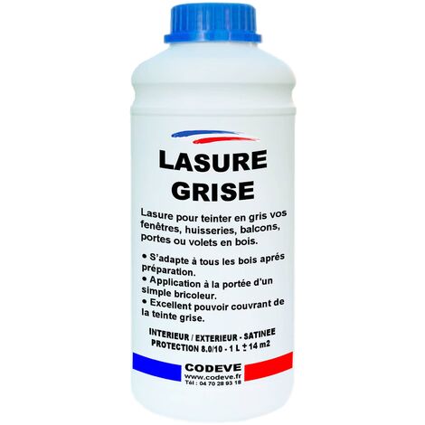 Lasure Grise - 1 L   - Codeve Bois - Pour La Déco En Gris D'un Volet, Persienne, Fenêtre Ou Bardage Bois.
