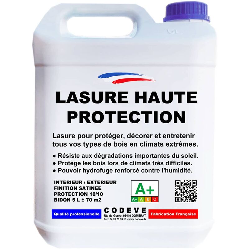 Lasure Haute Protection - 4x5 l - Codeve Bois - Pin orégon - Pour Une Protection Optimum De Vos Bois En Climat Extrême.
