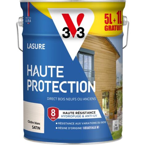 Lasure Haute Protection Biosourcée V33 cèdre blanc Satin - 5L + 20%
