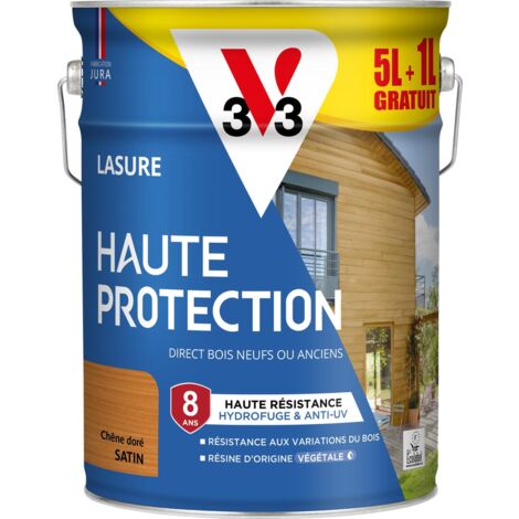 Lasure Haute Protection Biosourcée V33 chêne doré Satin - 5L + 20%