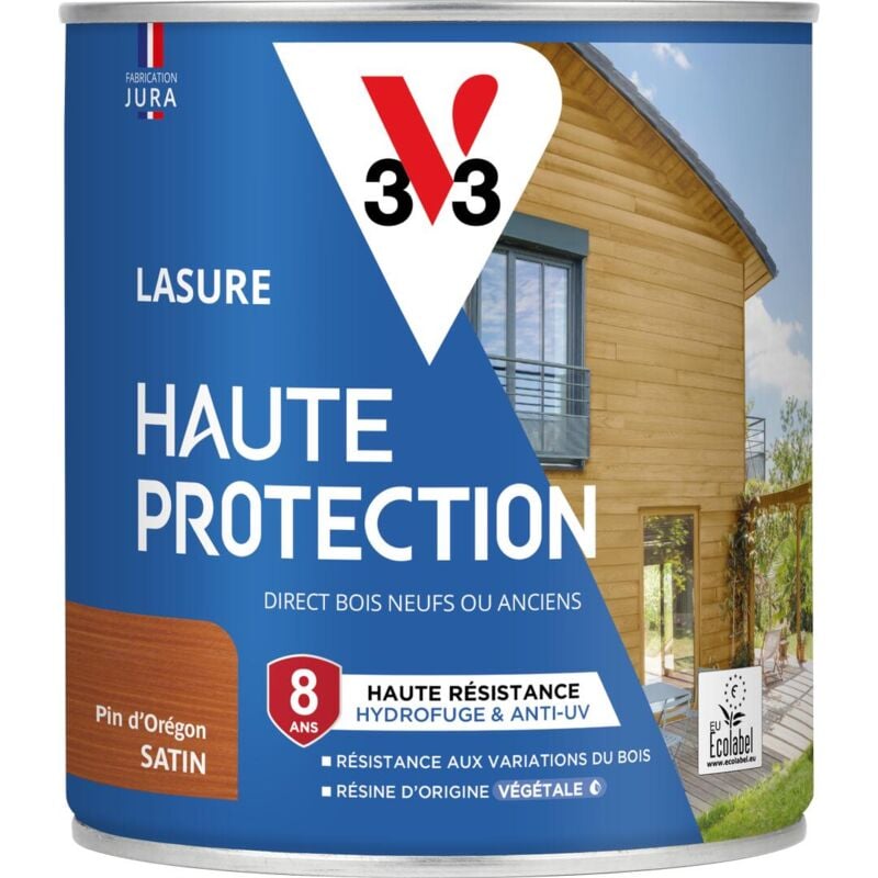 V33 - Lasure Haute Protection Biosourcée pin d'or Satin - 0,75L