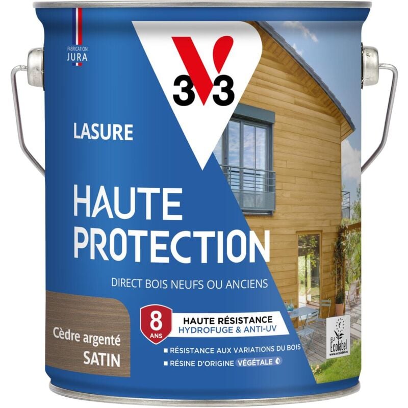 Lasure Haute Protection Biosourcée V33 cèdre argenté Satin - 2,5L