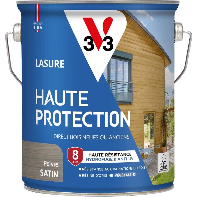 V33 - Lasure Haute Protection Biosourcée poivre Satin - 2,5L
