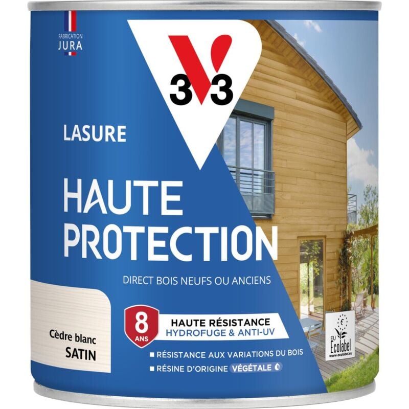 V33 - Lasure Haute Protection Biosourcée cèdre blanc Satin - 0,75L