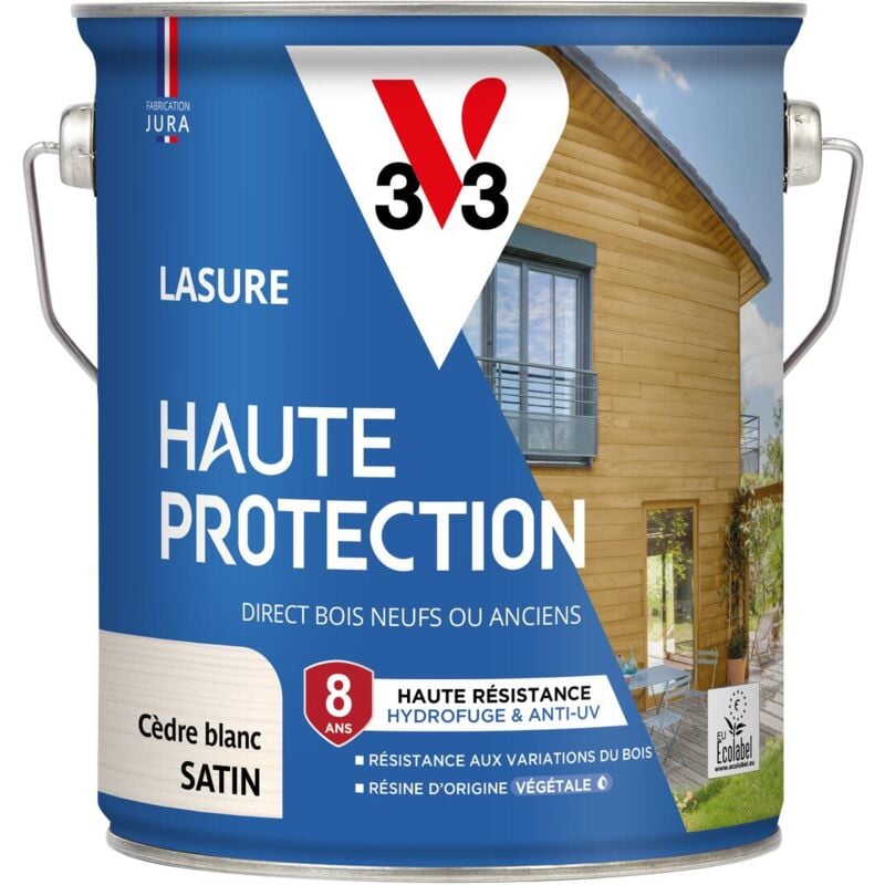 V33 - Lasure Haute Protection Biosourcée cèdre blanc Satin - 2,5L