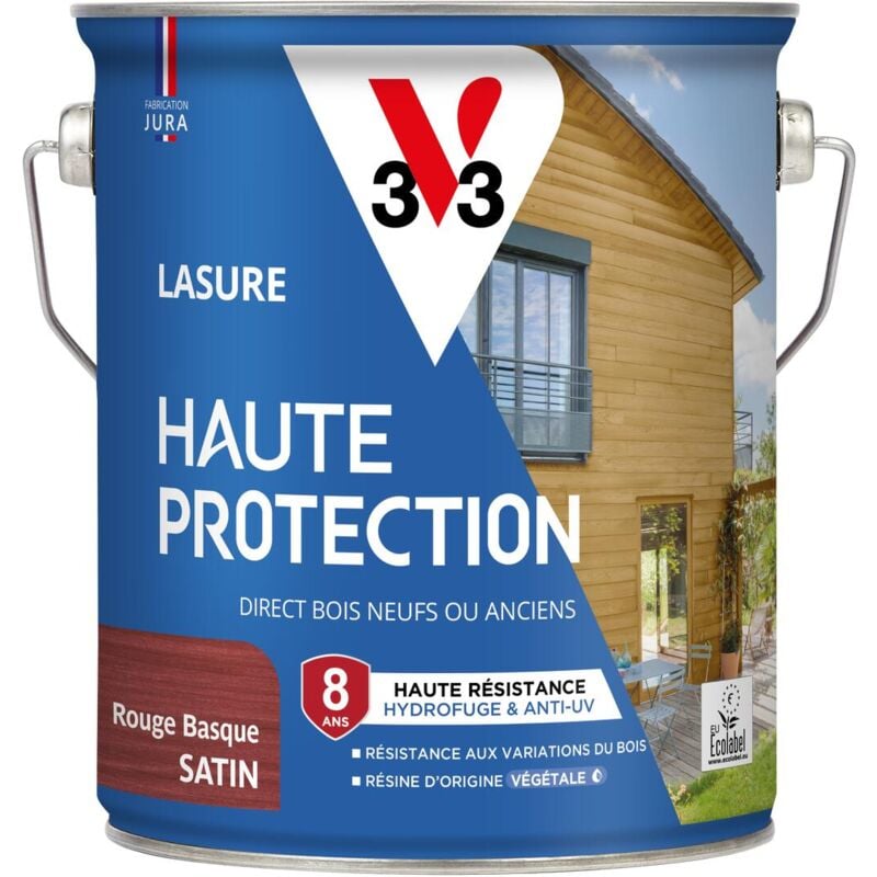 V33 - Lasure Haute Protection Biosourcée rouge basque- 2,5L