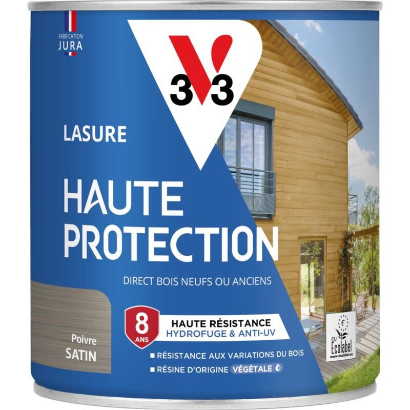 V33 - Lasure Haute Protection Biosourcée poivre Satin - 0,75L