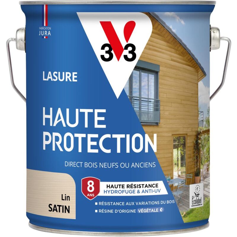 Lasure Haute Protection Biosourcée V33 lin Satin - 2,5L
