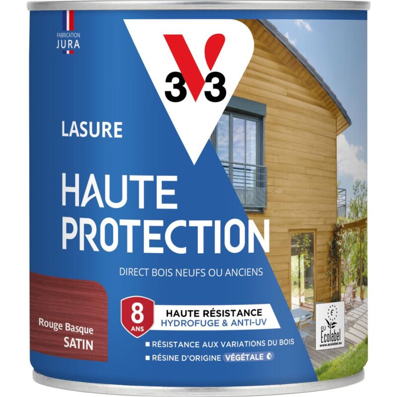 V33 - Lasure Haute Protection Biosourcée rouge basque- 0,75L