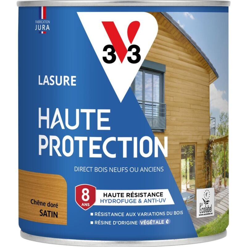 V33 - Lasure Haute Protection Biosourcée chêne doré Satin - 0,75L