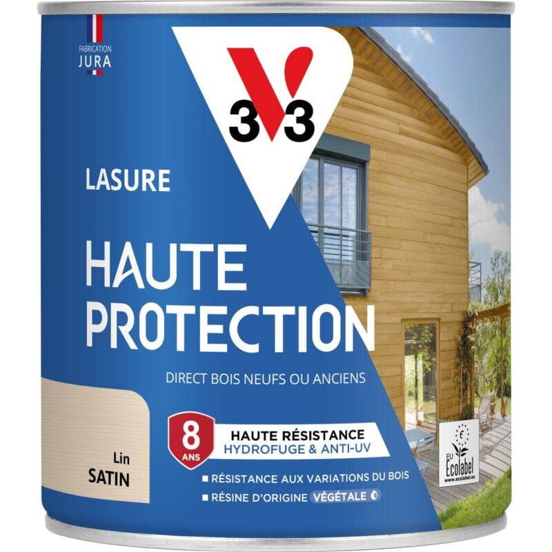 V33 - Lasure Haute Protection Biosourcée lin Satin - 0,75L