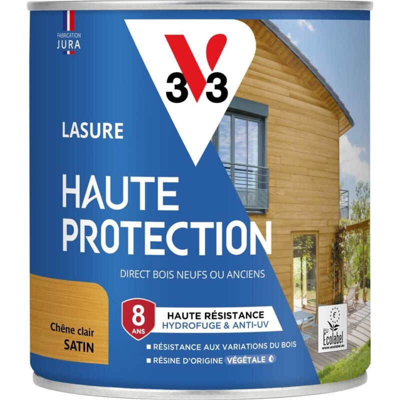 V33 - Lasure Haute Protection Biosourcée chêne clair Satin - 0,75L