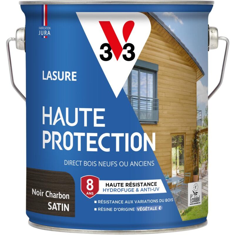 Lasure Haute Protection Biosourcée V33 noir charbon Satin - 2,5L
