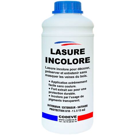 Lasure Incolore - 1 L   - Codeve Bois - Pour Garder La Transparence Des Veines Du Bois Sans Les Masquer.