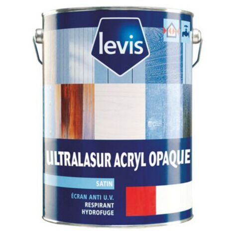 Lasure opaque extérieure 2,5L – Très résistante aux U.V – Film souple et adhérent – Pour bois dur et teck – Finition satinée – Couleur blanc – Levis