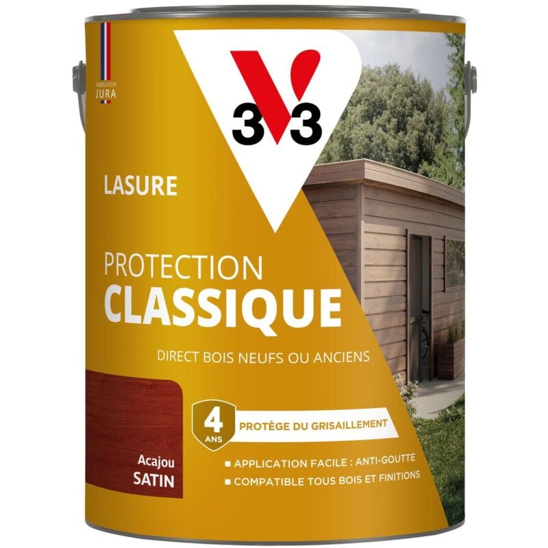 Lasure Protection Classique V33 acajou Satin -5L