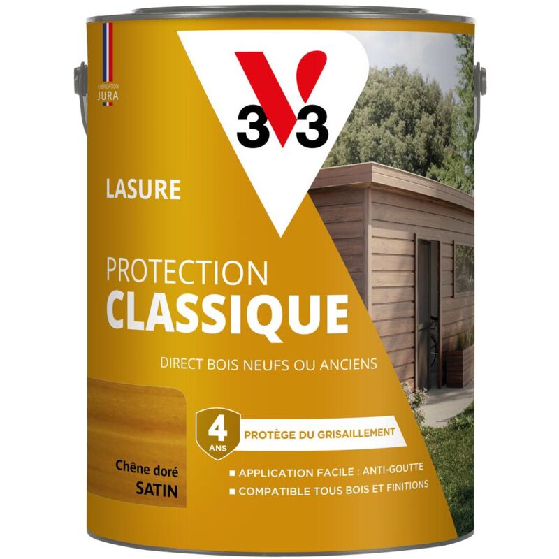 V33 - Lasure Protection Classique chêne dore Satin - 5L
