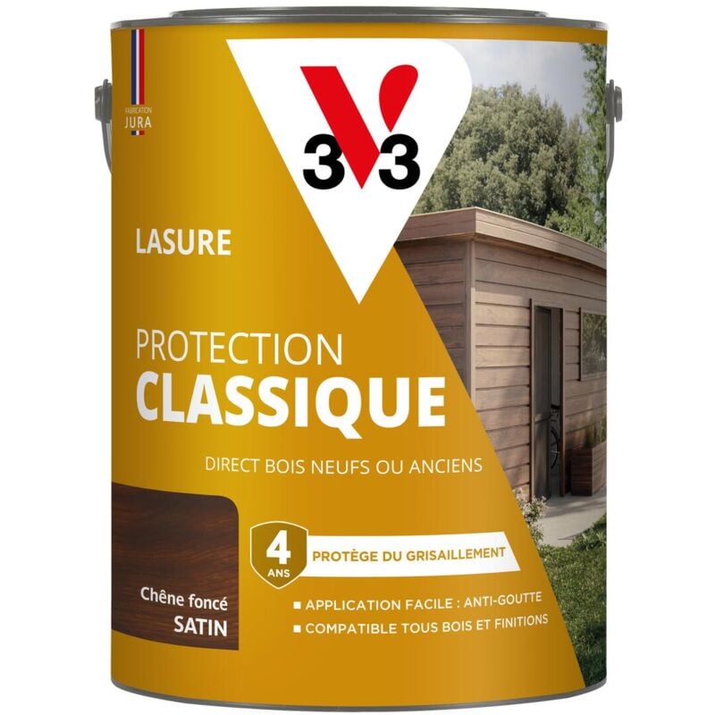 V33 - Lasure Protection Classique chêne fonce Satin - 5L