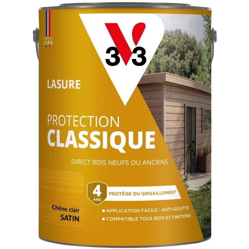 V33 - Lasure Protection Classique chêne clair Satin - 5L