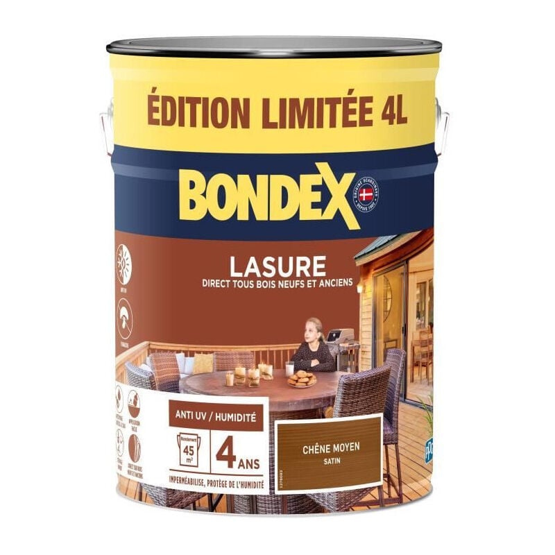 Lasure protection de bois - Chene moyen - Mat - BONDEX - 4 L