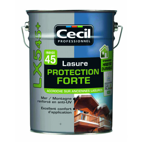 Lasure Cecil Professionnel Protection Forte Indice 45 LX545+ acrylique 1L - plusieurs modèles disponibles
