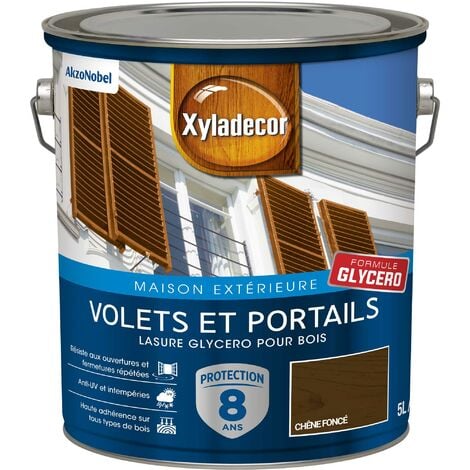 Lasure protectrice glycéro pour bois extérieur - Volets et Portails - aspect satin chêne foncé 5 L - Xyladecor