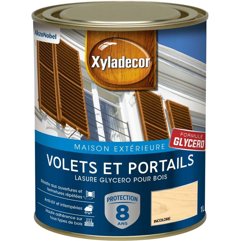 Xyladecor - Lasure protectrice glycéro pour bois extérieur - Volets et Portails - aspect satin incolore 1 l
