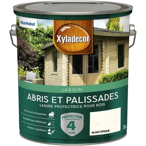 Lasure protectrice pour bois extérieur - Abris et Palissades - aspect mat blanc opaque 5 L - Xyladecor