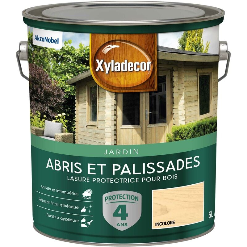 Xyladecor - Lasure protectrice pour bois extérieur - Abris et Palissades - aspect mat incolore 5 l