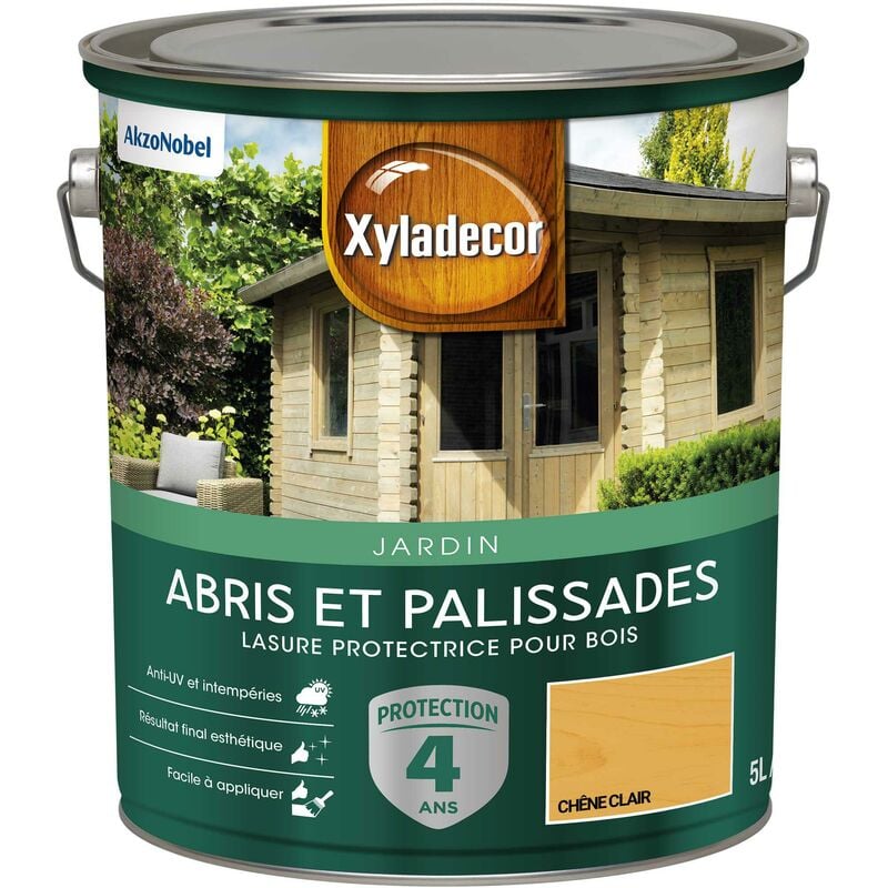 Lasure protectrice pour bois extérieur - Abris et Palissades - aspect mat chêne clair 5 l Xyladecor