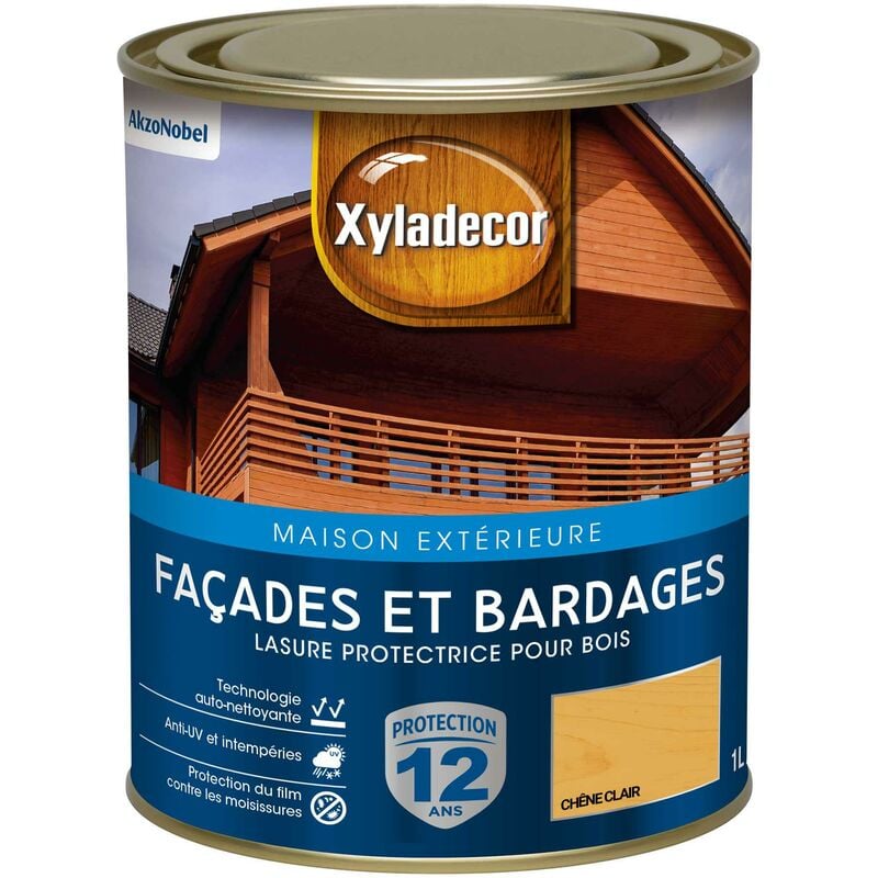 Xyladecor - Lasure protectrice pour bois extérieur - Facades et Bardages - aspect satin chêne clair 1 l