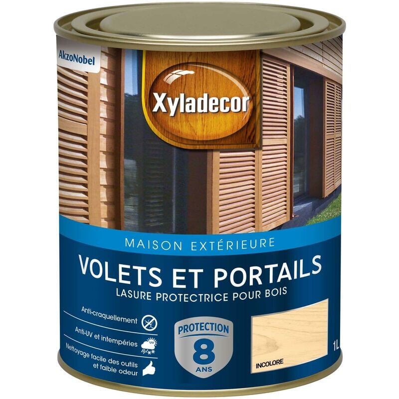 Lasure protectrice pour bois extérieur - Volets et Portails - aspect satin incolore 1 l Xyladecor