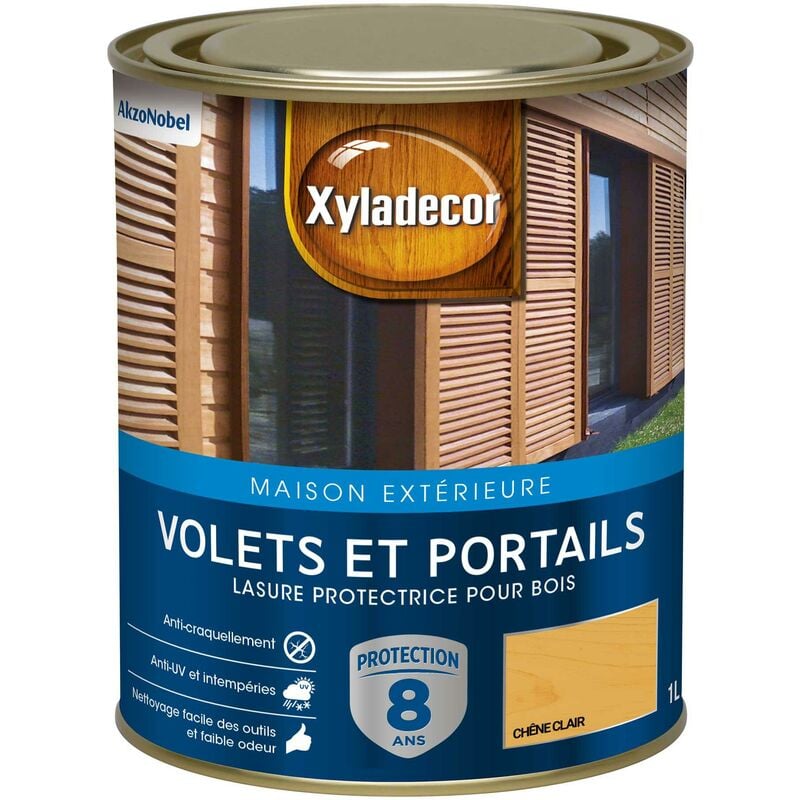 Lasure protectrice pour bois extérieur - Volets et Portails - aspect satin chêne clair 1 l Xyladecor