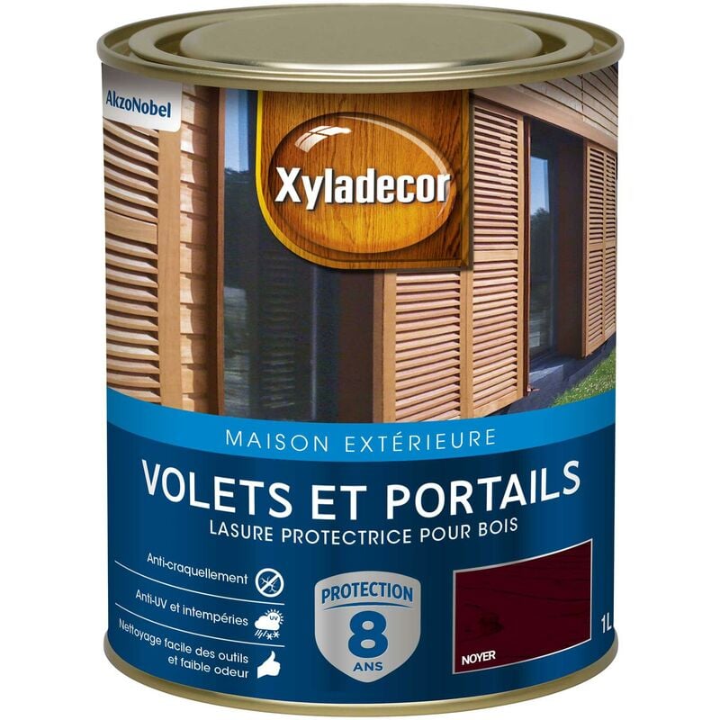 Lasure protectrice pour bois extérieur - Volets et Portails - aspect satin noyer 1 l Xyladecor