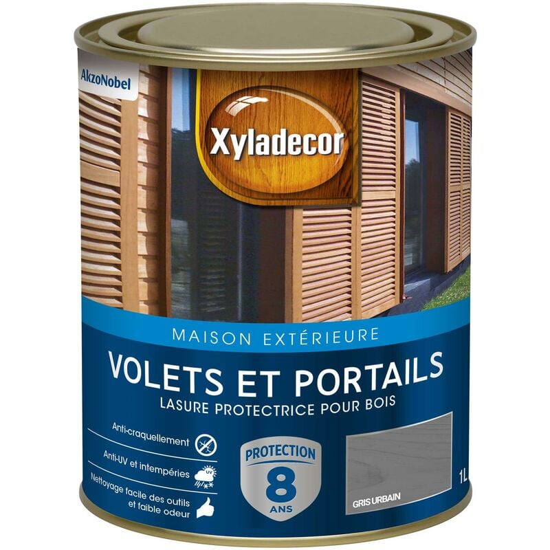 Lasure protectrice pour bois extérieur - Volets et Portails - aspect satin gris urbain 1 l Xyladecor