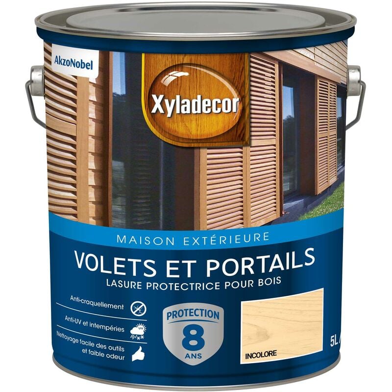 Xyladecor - Lasure protectrice pour bois extérieur - Volets et Portails - aspect satin incolore 5 l