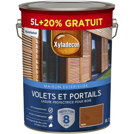 Lasure protectrice 5 & 6L Satin - Volets et Portails - bois extérieur - Xyladecor
