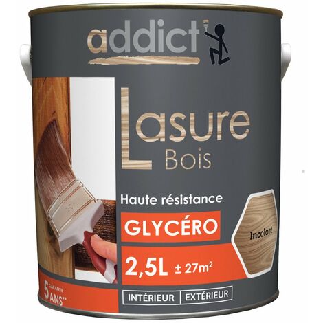 Lasure glycéro 2.5L chêne rustique – Protection durable pour bois extérieurs – Application facile en 3 couches – Résine glycérophtalique – Addict