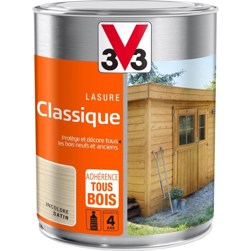 Lasure classique Solvantée V33 Incolore Satin 1L