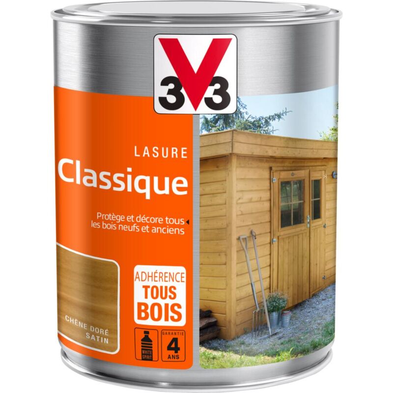 Lasure classique Solvantée V33 Chêne doré Satin 1L