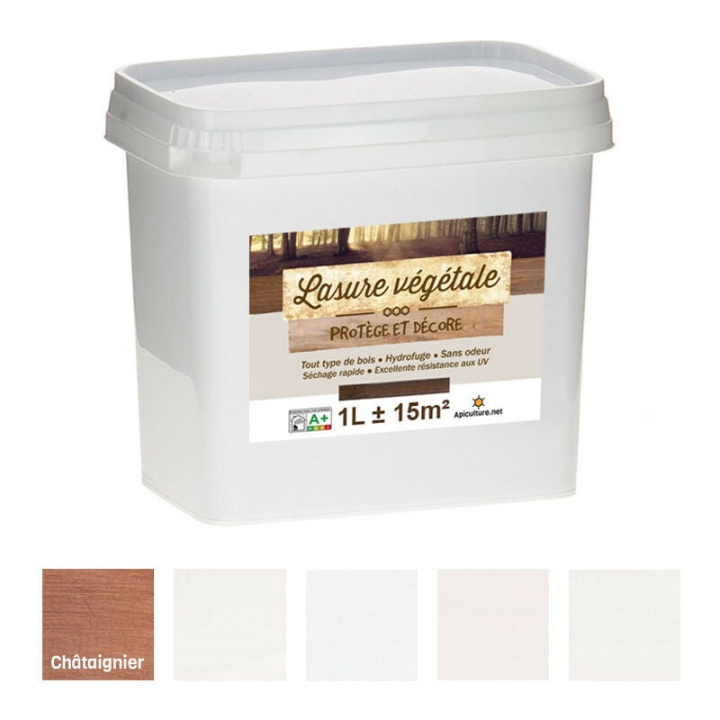 Apiculture.net - Lasure végétale 1 litre - Plusieurs modèles disponibles - Châtaignier